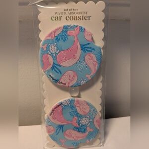 Simply Southern Water Absorbent Car Coasters - Preppy Whale Print